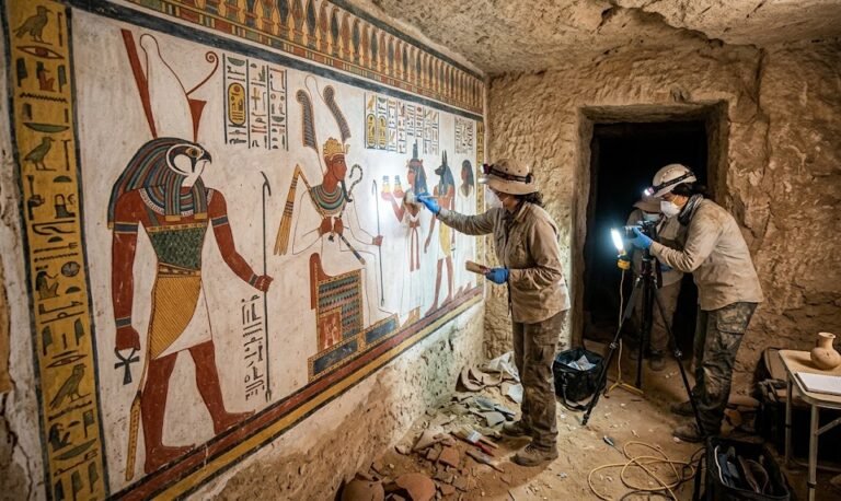 Remarkable Archaeological Discovery: Well-Preserved Ancient Tomb with Vivid Wall Paintings Uncovered in Egypt